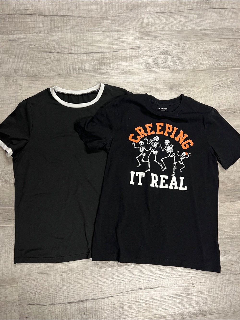 Old Navy Black Short-Sleeve Tee with Orange & White Halloween Graphic